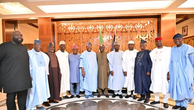 President Bola Tinubu receives the Senate leadership, led by Senate President Godswill Akpabio, during their Sallah homage to him in Lagos on Thursday.