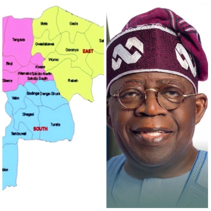 Tinubu and Sokoto map