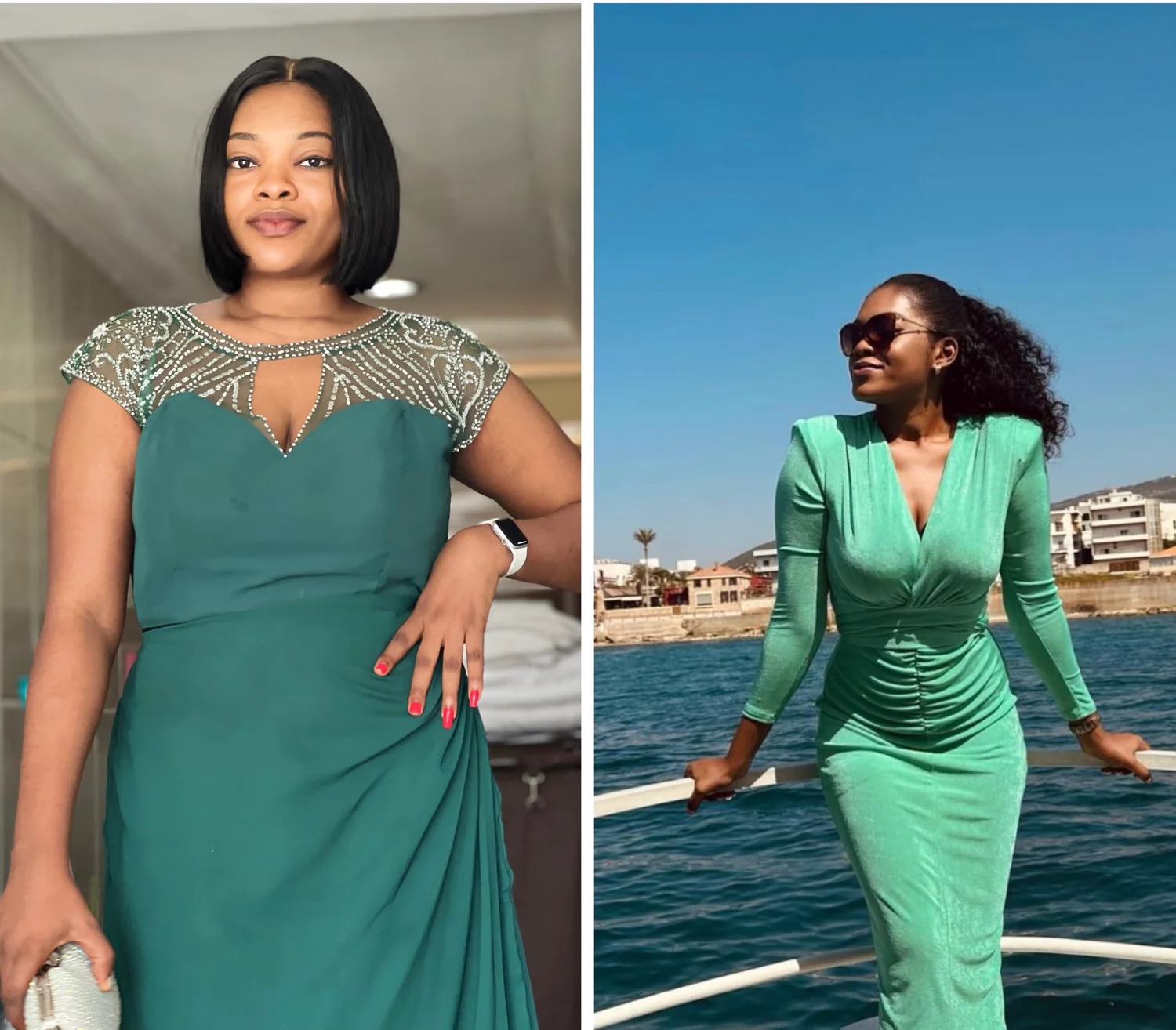 Image showing before and after of a HueBeautyGlam client who lost 25kg