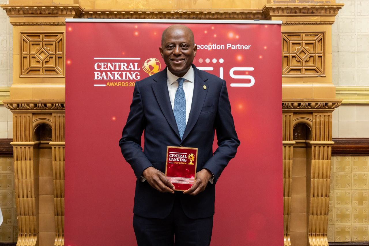 CBN Governor, Olayemi Cardoso, receives the Central Bank of the Year Award at the Central Banking Awards ceremony held in London.