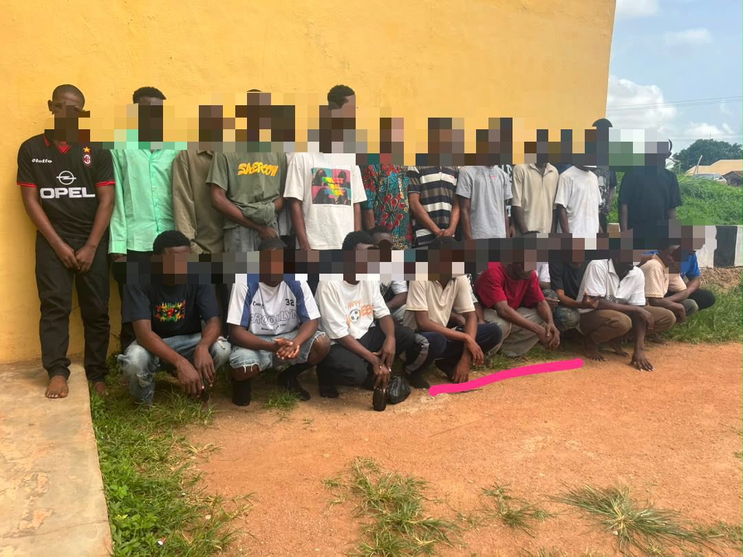 Police arrest 30 suspected cultists, recover four vehicles during initiation procession in Isara-Remo community of Ogun state.