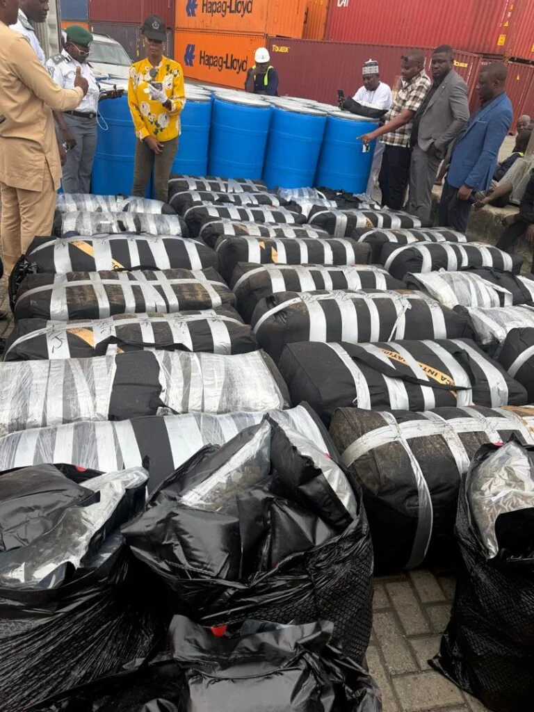A picture of intercepted cannabis sativa of 1.81 tonnes at Apapa Customs Command in Lagos