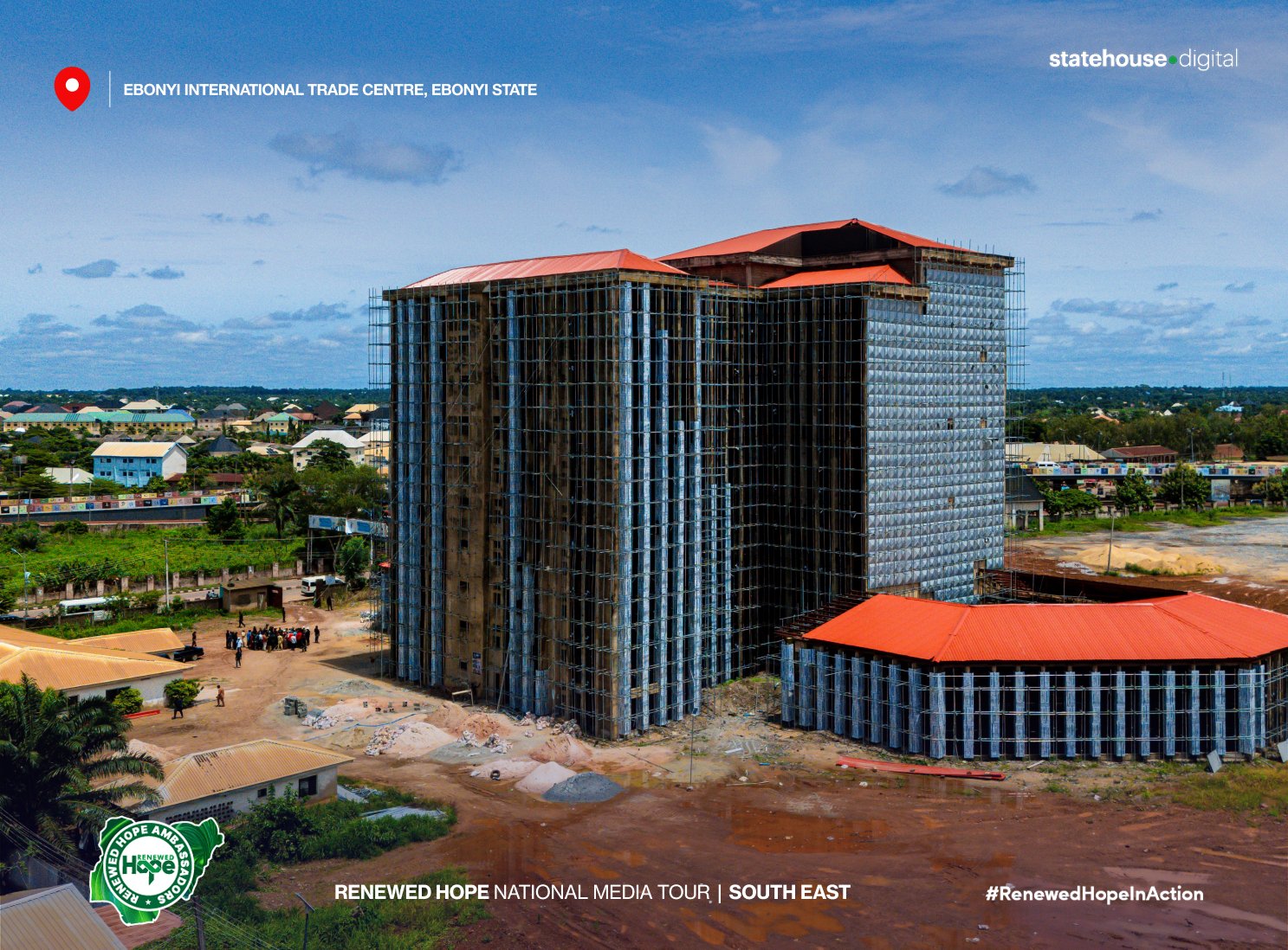 ongoing construction of the Ebonyi Five-Star Hotel in Abakaliki, a project originally conceived as the Ebonyi Trade Centre.