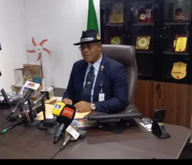 The Assistant Inspector-General of Police (AIG) in charge of the FCID Annex, Lagos addressing journalists in Lagos on Thursday