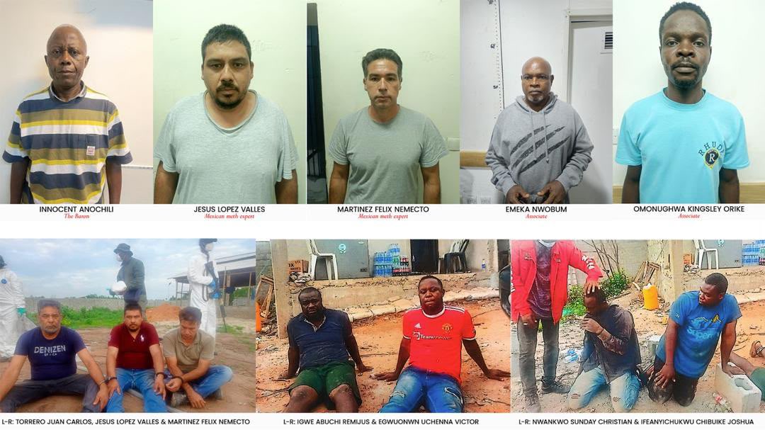 NDLEA docks drug baron, Anochili Innocent, 3 Mexicans, 6 others for setting up N480bn clandestine methamphetamine laboratory in Ogun State