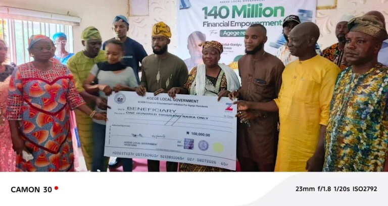 The Chairman of Agege LGA of Lagos Mr Abdul-Ganiyu Obasa empowers residents with N140 million to support businesses and households