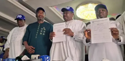 APC presents nomination forms, unveils Alli, Adedeji as Oyo governorship, deputy candidates