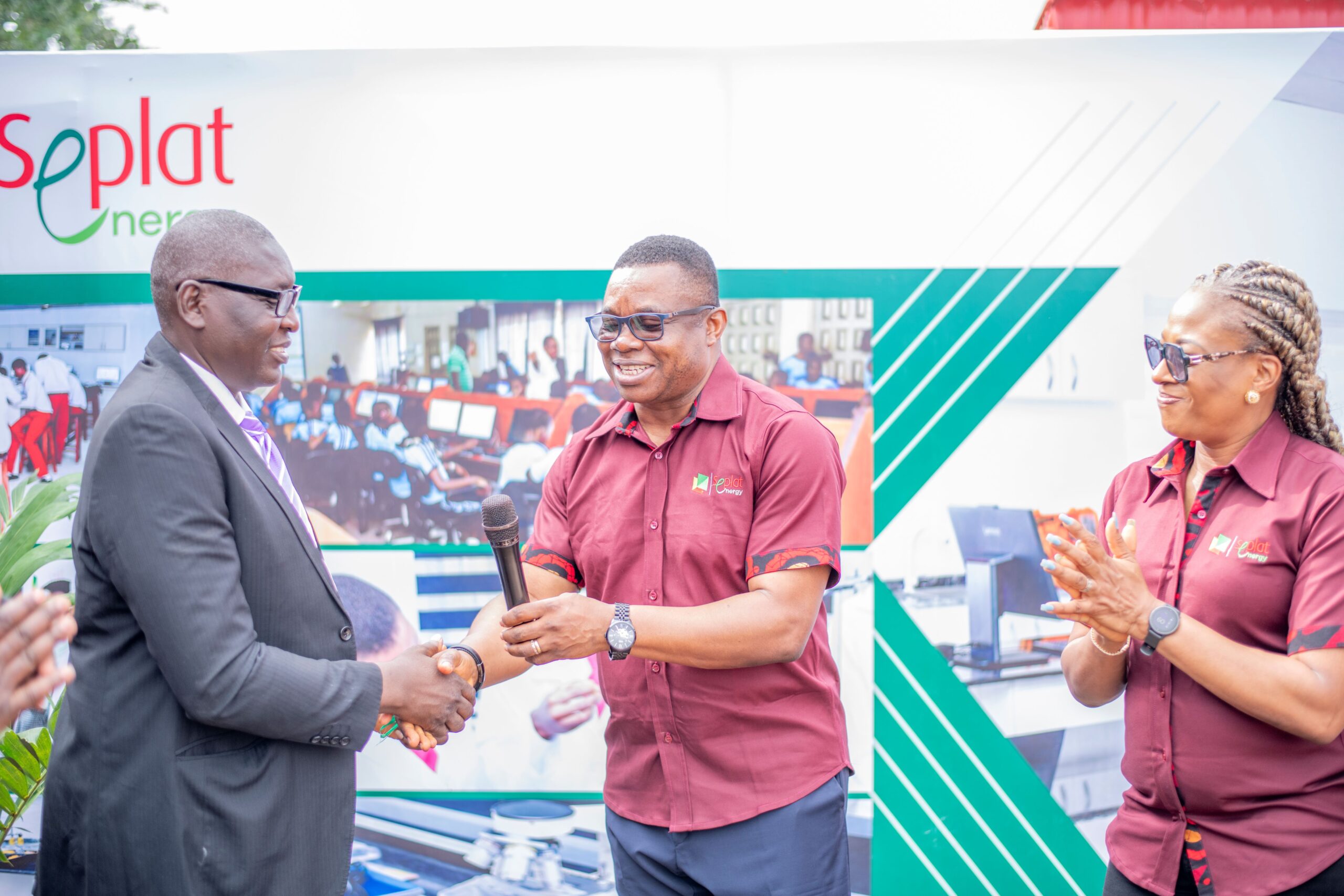 L-R: Edo govt representative, Gregory Anokwu, COO of Seplat Energy Plc, Samson Ezugworie; and Chioma Afe, at the commissioning ceremony